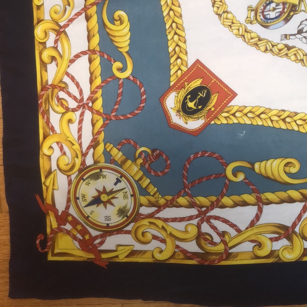 VTG Adana Nautical Theme Square Silk Hand Rolled Scarf - Picture 7 of 15